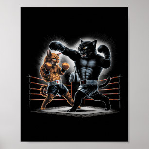 Boxing Cats Kitty Boxing Lovers Graphic Design Poster