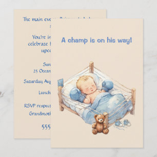 Boxing Champ Blonde Baby Shower Invitation