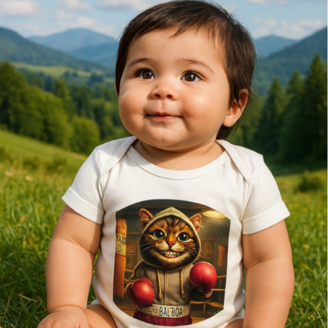 "Boxing Champ? - Cat with boxing cloves Baby Bodysuit (Creator Uploaded)