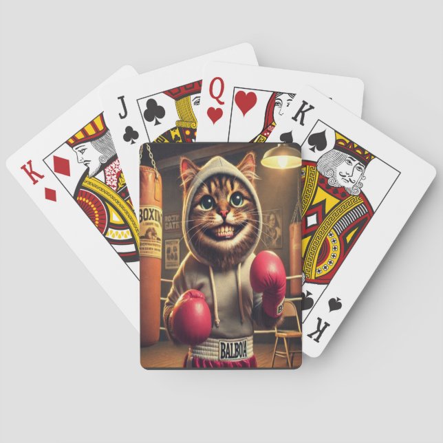 Boxing Champ? - Cat with boxing gloves Playing Cards (Back)