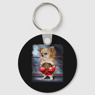 Boxing Champion Chihuahua Dog Fighter For Men Wome Key Ring