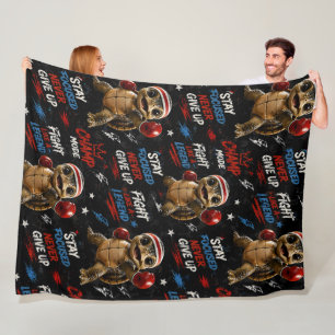 Boxing champion motivational pattern throw a blank fleece blanket