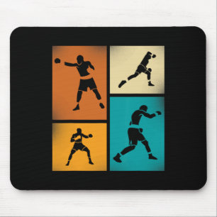 Boxing Champion Silhouette Retro Style Art Mouse Pad