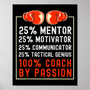 Boxing Coach Saying For Boxing Team Motivator 100% Poster