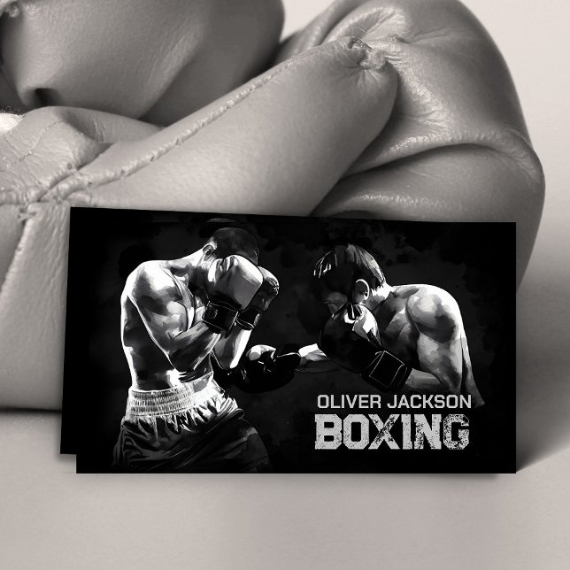 Boxing coach Watercolor art Business Card (Creator Uploaded)