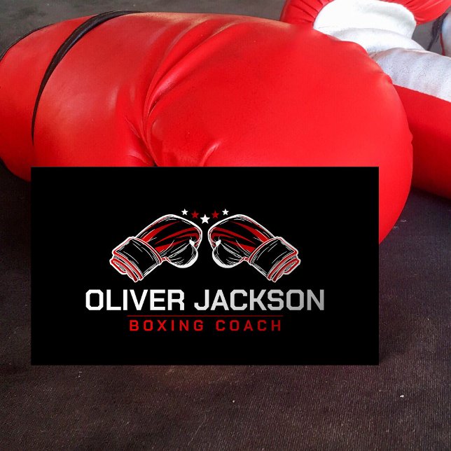 Boxing coach White and Red Gloves  Business Card (Creator Uploaded)