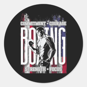 Boxing Commitment Courage Strength Focus  Classic Round Sticker