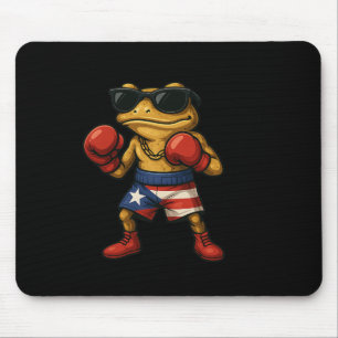 Boxing Coqui Puerto Rican Flag Sungles Boricua Fun Mouse Pad