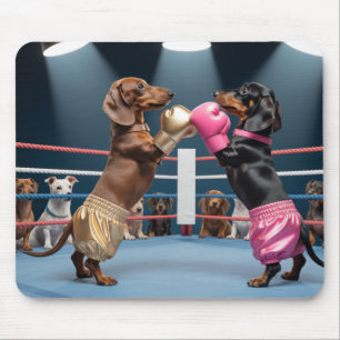 Boxing Dachshunds Mousepad
