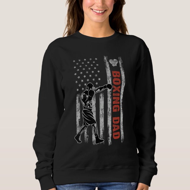 Boxing Dad American Flag Father's Day 4th Of July  Sweatshirt (Front)