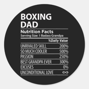 Boxing Dad Nutrition Facts Funny Boxing Dad Classic Round Sticker
