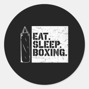 Boxing Day Eat Sleep Boxing Repeat Funny Boxing Lo Classic Round Sticker