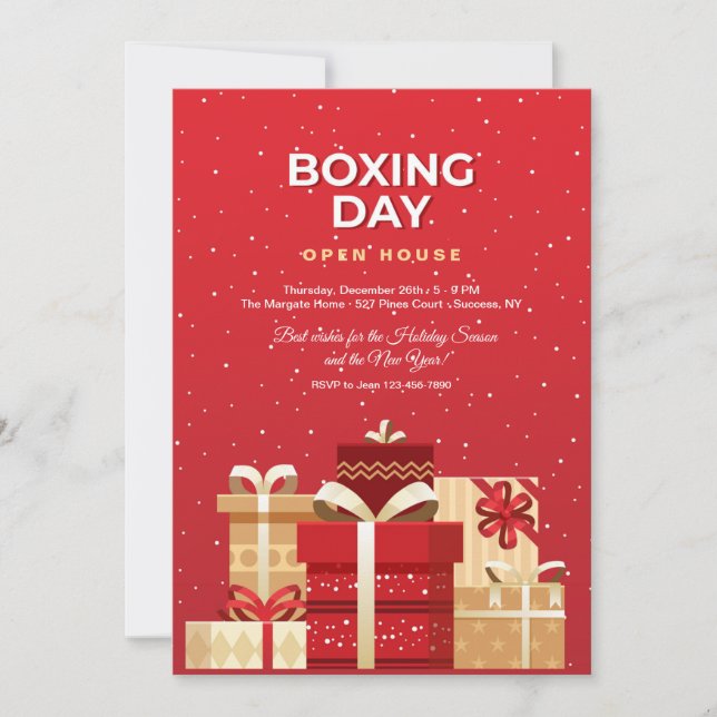 Boxing Day Invitation in Red (Front)