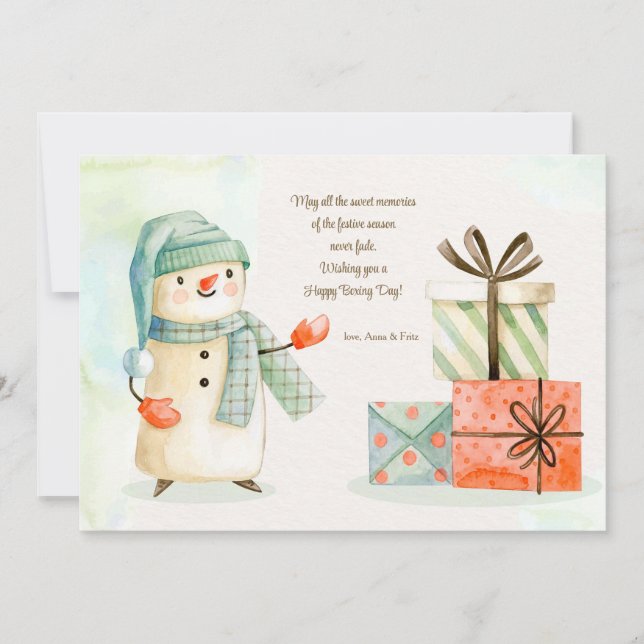 Boxing Day Snowman Holiday Card (Front)