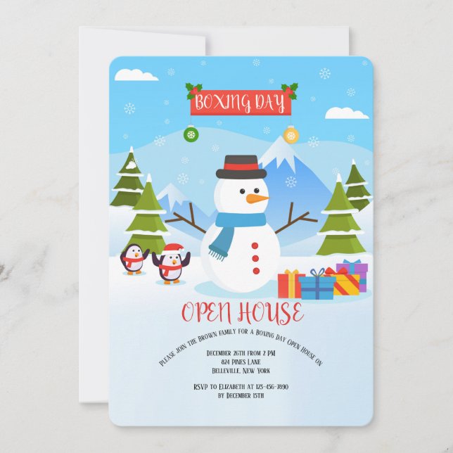 Boxing Day Snowman Invitation (Front)