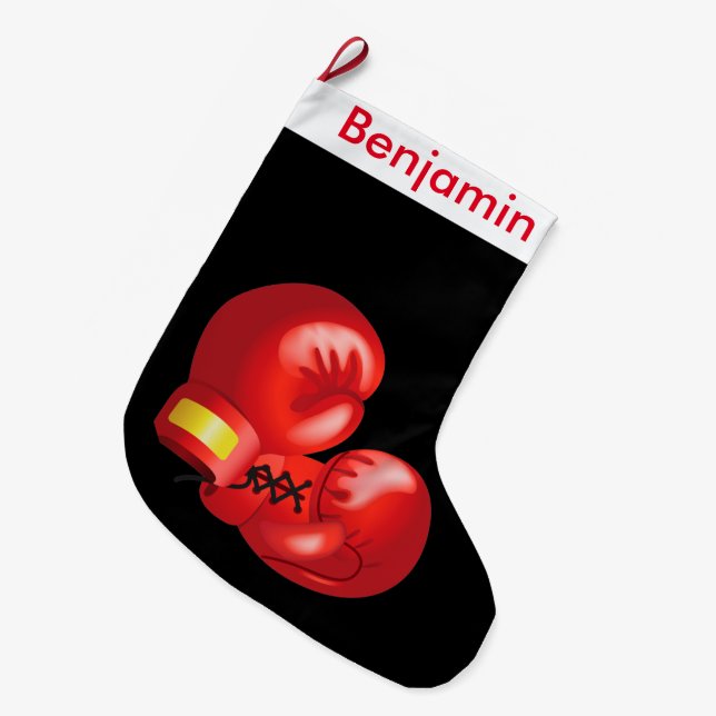 Boxing Design Large Christmas Stocking (Front (Hanging))