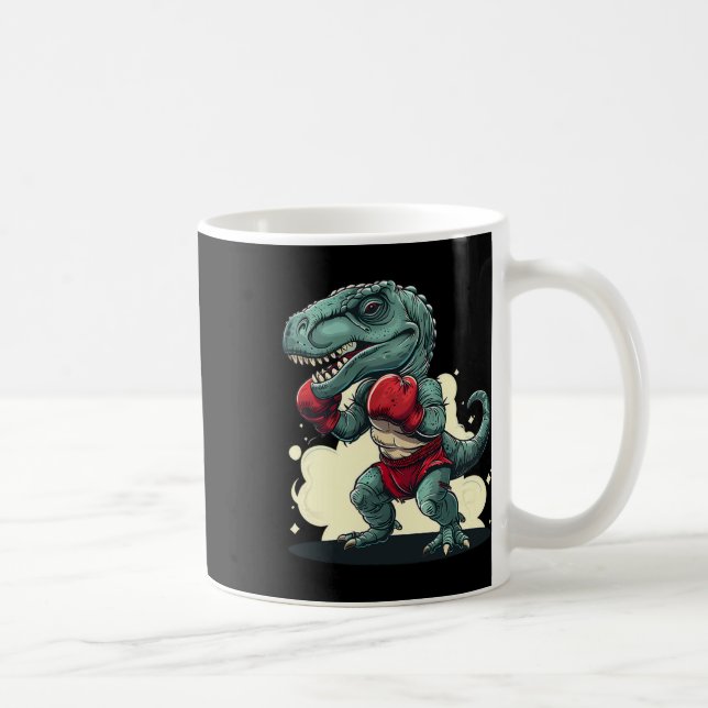 Boxing Dinosaur Boxer Dino Kickboxing T-rex Boxing Coffee Mug (Right)