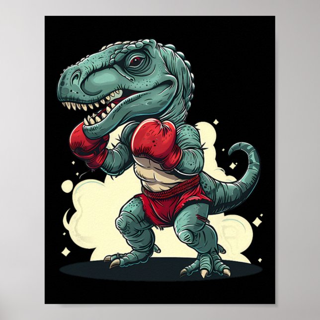 Boxing Dinosaur Boxer Dino Kickboxing T-rex Boxing Poster (Front)