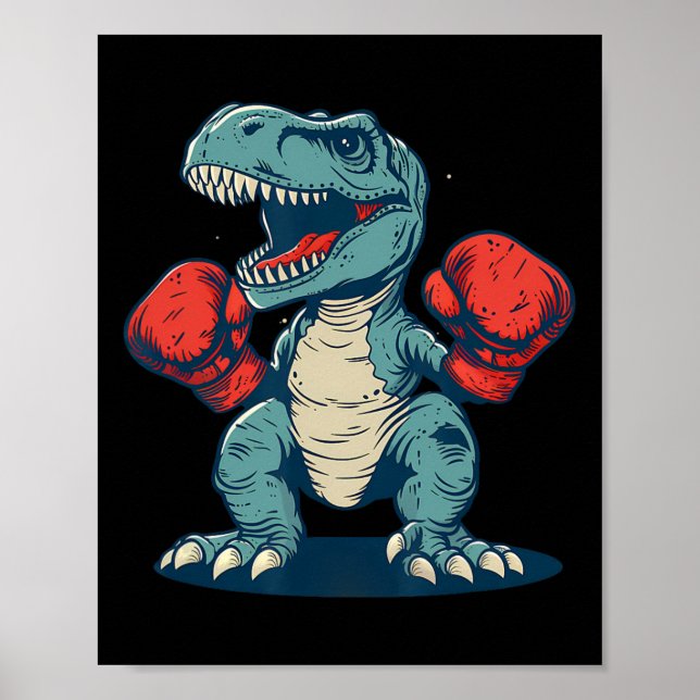 Boxing Dinosaur Boxer Dino Kickboxing T-rex Boxing Poster (Front)