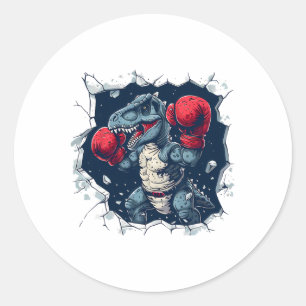 Boxing Dinosaur Boxer T-rex Kickboxing Dino Boxing Classic Round Sticker