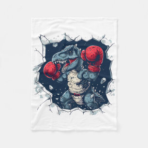 Boxing Dinosaur Boxer T-rex Kickboxing Dino Boxing Fleece Blanket