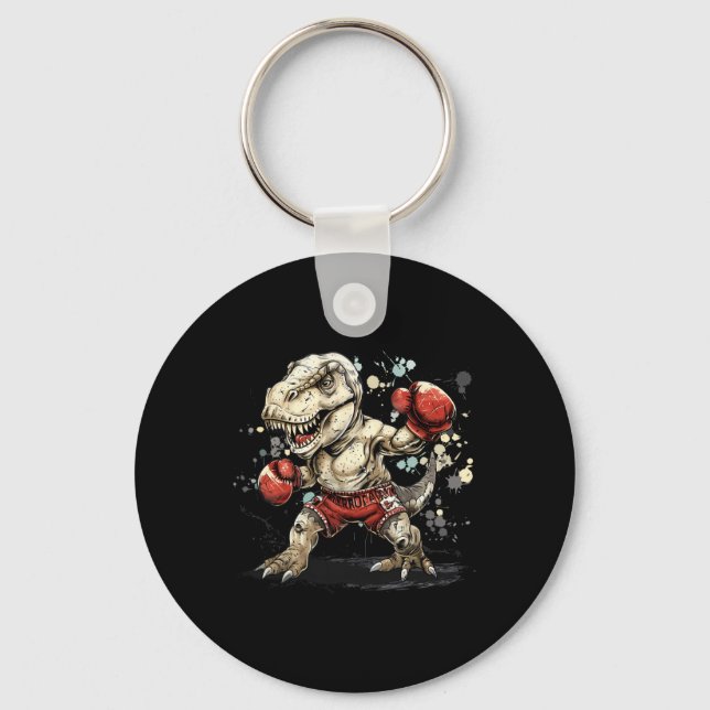 Boxing Dinosaur Boxer T-rex Kickboxing Dino Boxing Key Ring (Front)