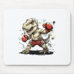 Boxing Dinosaur Boxer T-rex Kickboxing Dino Boxing Mouse Pad