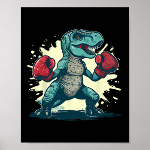 Boxing Dinosaur Boxer T-rex Kickboxing Dino Boxing Poster