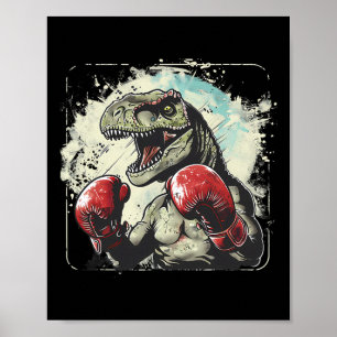 Boxing Dinosaur Boxer T-rex Kickboxing Dino Boxing Poster