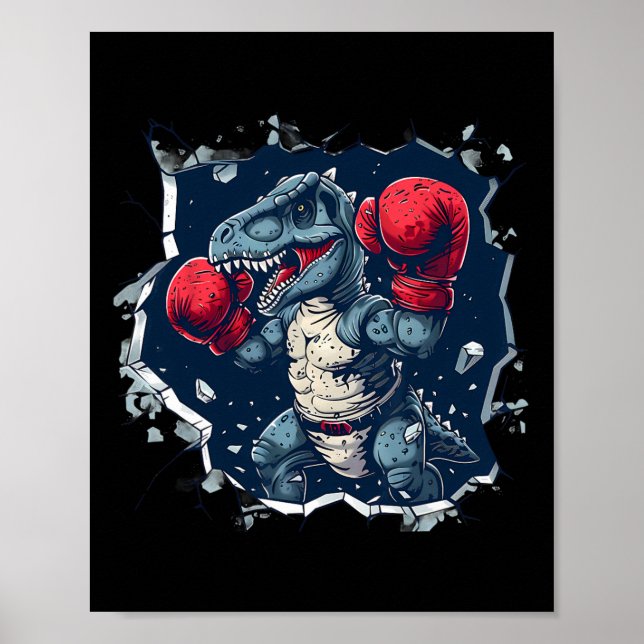 Boxing Dinosaur Boxer T-rex Kickboxing Dino Boxing Poster (Front)