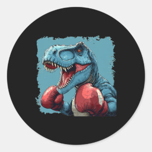 Boxing Dinosaur Costume For Sport Boxer Lovers  Classic Round Sticker