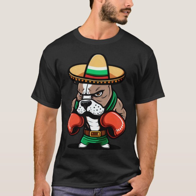 Boxing Dog Cinco De Mayo Boxing T-Shirt (Front)