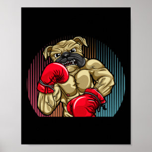 Boxing Dog Wearing Heavyweight Boxing Gloves Bulld Poster