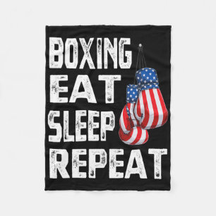 Boxing Eat Sleep Repeat Gym Boxer Kickboxing Mix M Fleece Blanket