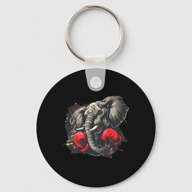Boxing Elephant Lover Boxing Gloves Kickboxing Fun Key Ring (Front)