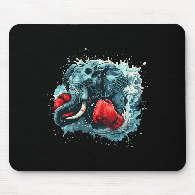 Boxing Elephant Lover Boxing Gloves Kickboxing Fun Mouse Pad (Front)