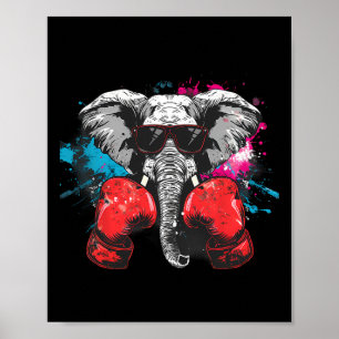 Boxing Elephant Lover Boxing Gloves Kickboxing Fun Poster