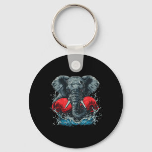 Boxing Elephant With Boxing Gloves Kickboxing Funn Key Ring