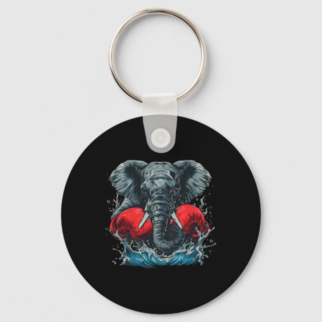 Boxing Elephant With Boxing Gloves Kickboxing Funn Key Ring (Front)
