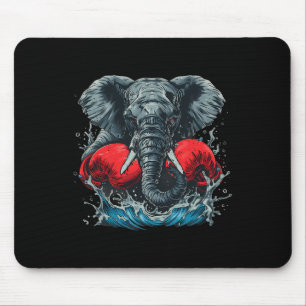 Boxing Elephant With Boxing Gloves Kickboxing Funn Mouse Pad