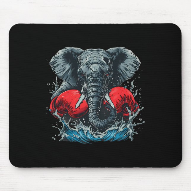 Boxing Elephant With Boxing Gloves Kickboxing Funn Mouse Pad (Front)