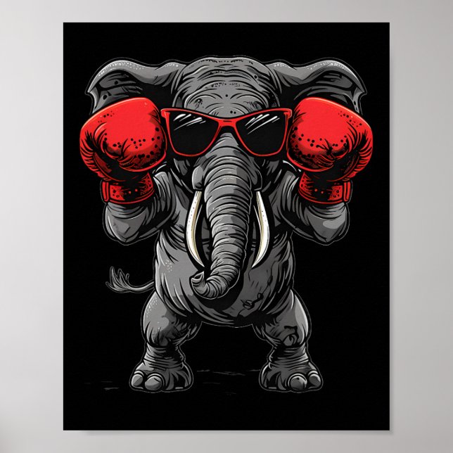 Boxing Elephant With Boxing Gloves Kickboxing Funn Poster (Front)