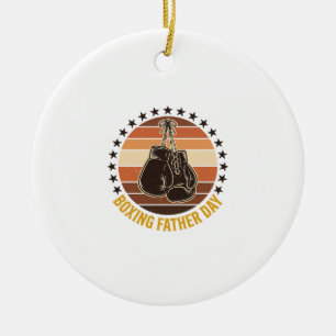 Boxing Father Day Vintage Gloves Shirt Design_1 Ceramic Ornament