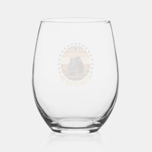 Boxing Father Day Vintage Gloves Shirt Design_1 Stemless Wine Glass