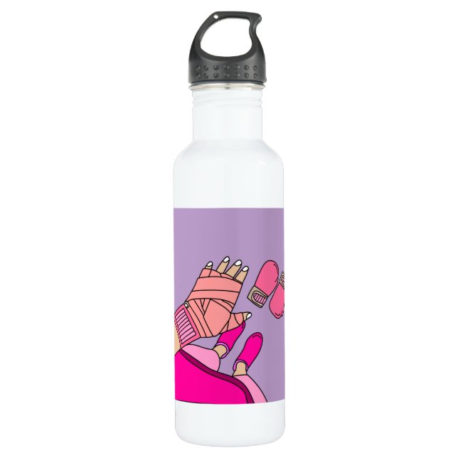Boxing Female Boxer Retro Boxing Gloves 710 Ml Water Bottle (Front)
