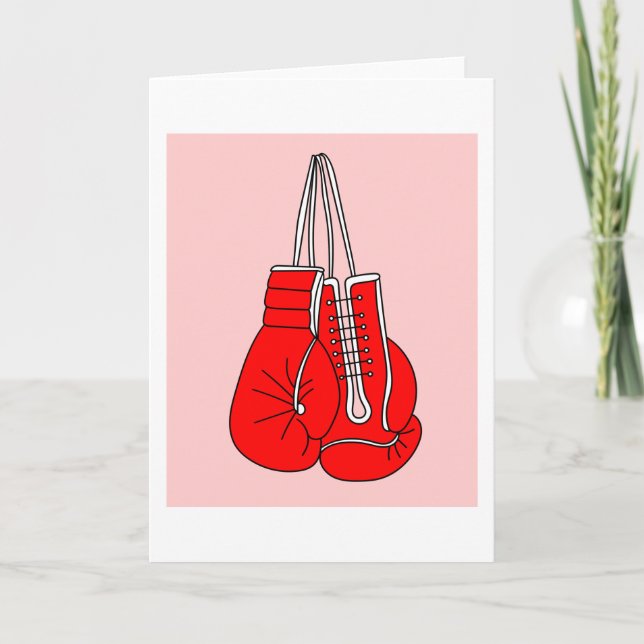 Boxing Female Boxer Retro Boxing Gloves Card (Front)