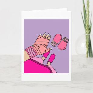 Boxing Female Boxer Retro Boxing Gloves Card