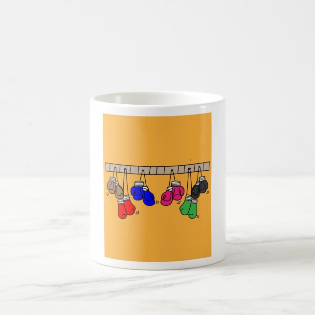 Boxing Female Boxer Retro Boxing Gloves Coffee Mug (Center)