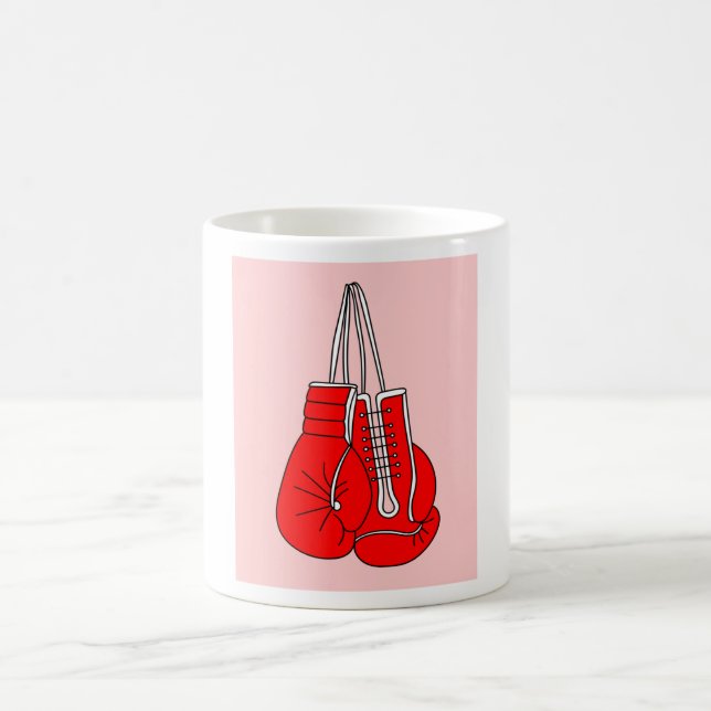 Boxing Female Boxer Retro Boxing Gloves Coffee Mug (Center)