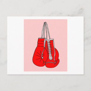 Boxing Female Boxer Retro Boxing Gloves Postcard